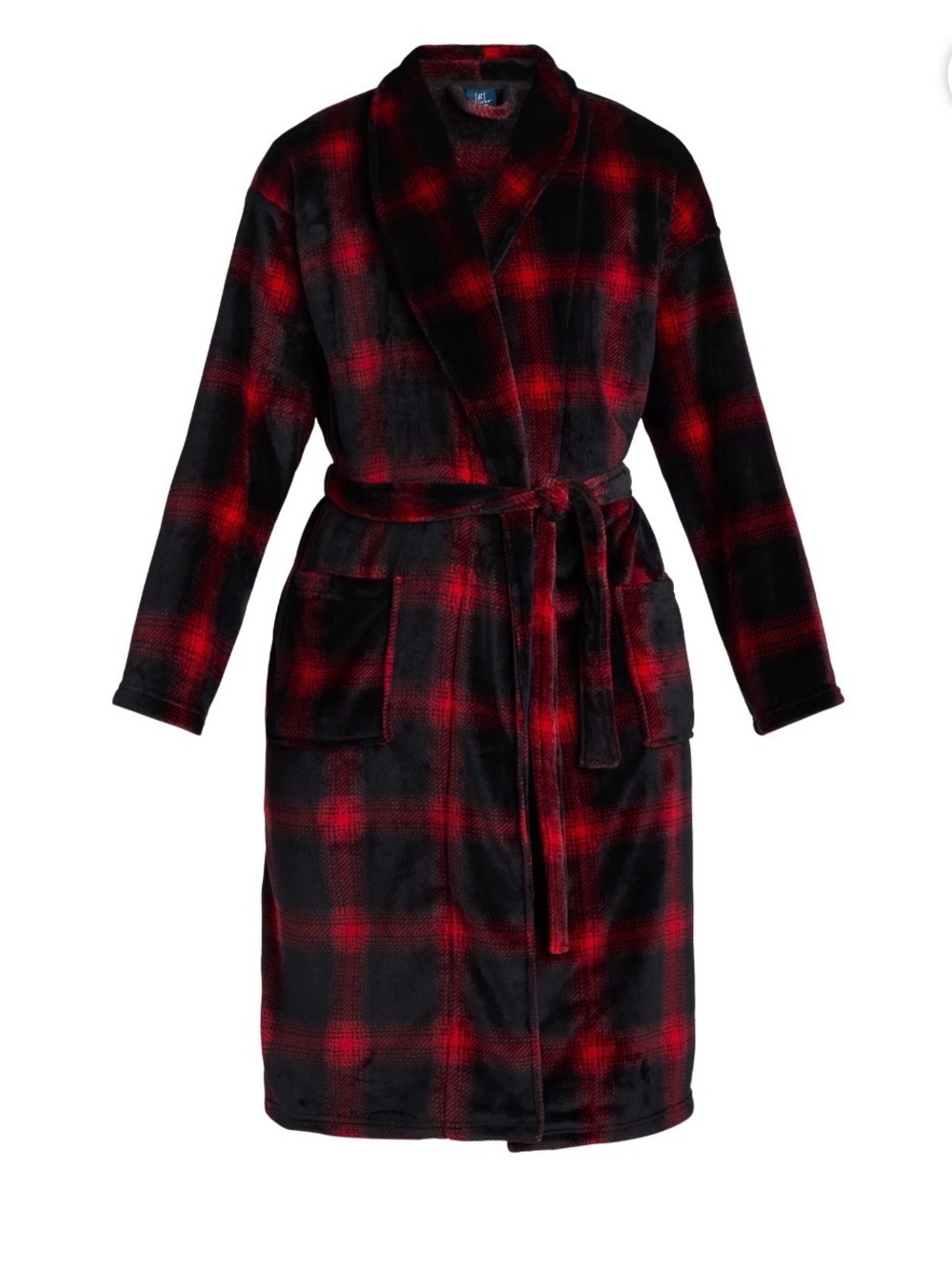 George Red and Black Plaid Shawl-Collar Bath Robe
